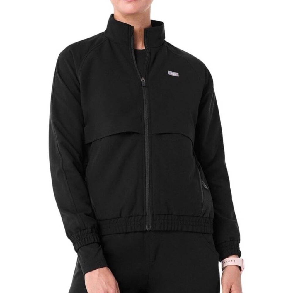 FIGS Sydney Performance Scrub Jacket Black XL 5 Pockets FIONx Fabric Technical